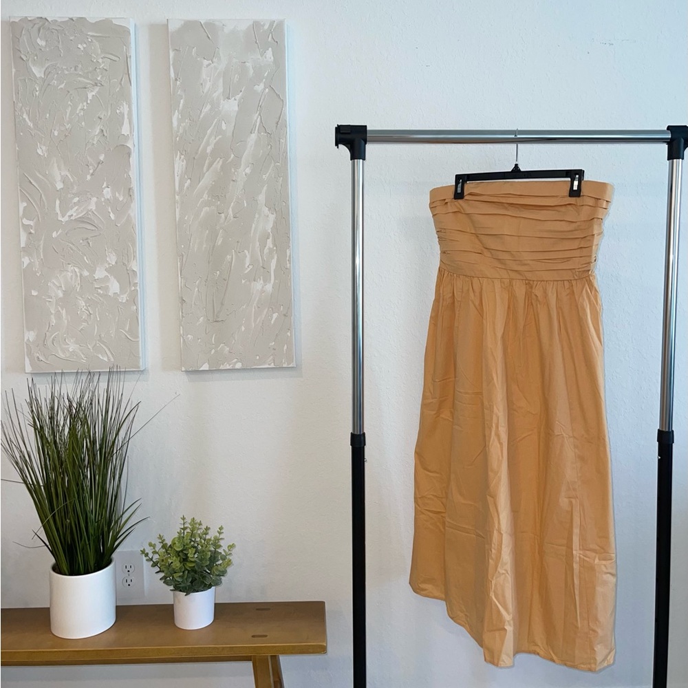 Abercrombie and Fitch, Poplin Strapless Midi Dress, Size Large